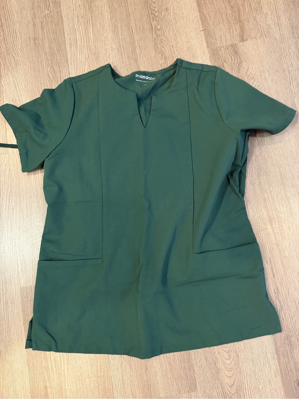 Mandala Deep Green Scoop Neck Scrub Top